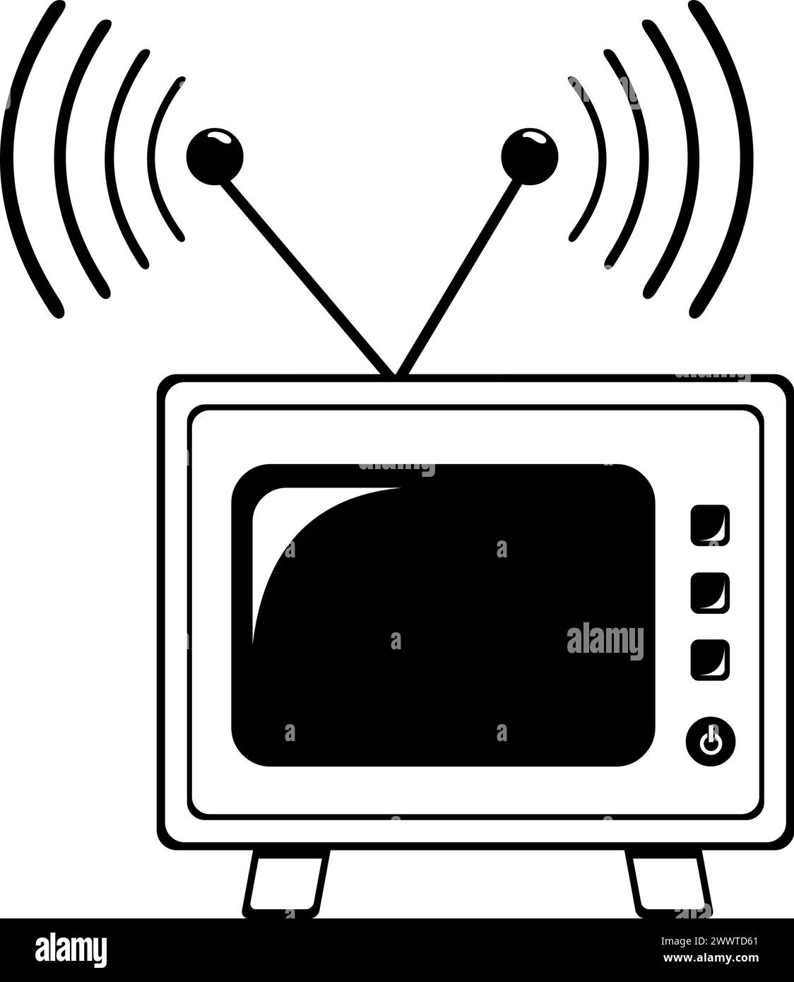 vector icon black and white sign television Stock Vector