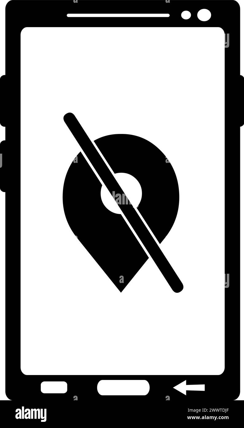 vector black and white icon mobile phone gps locked Stock Vector