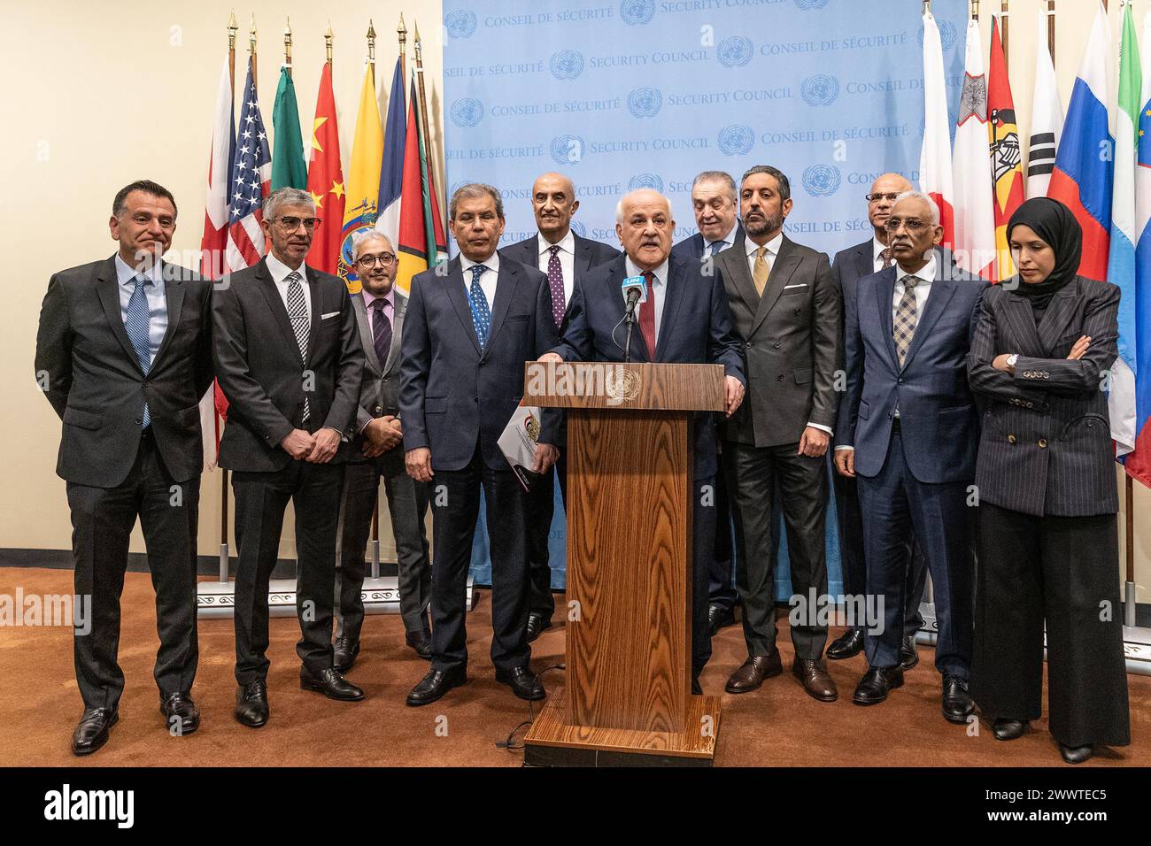 New York, New York, USA. 25th Mar, 2024. Ambassador Riyad Mansour of ...