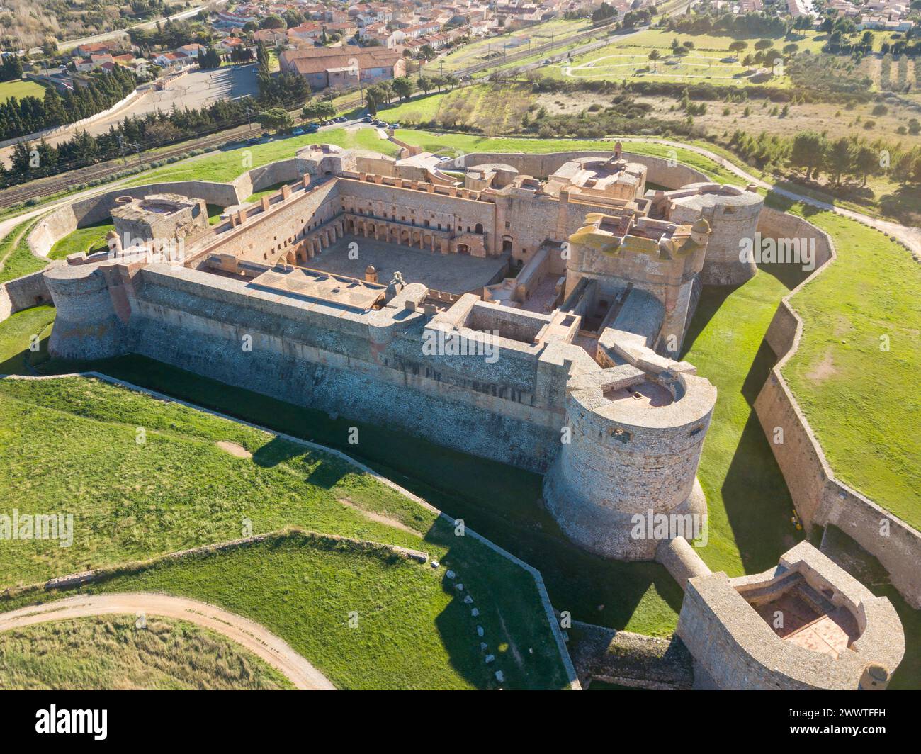 Aerial view of Fort de Salses, France Stock Photo
