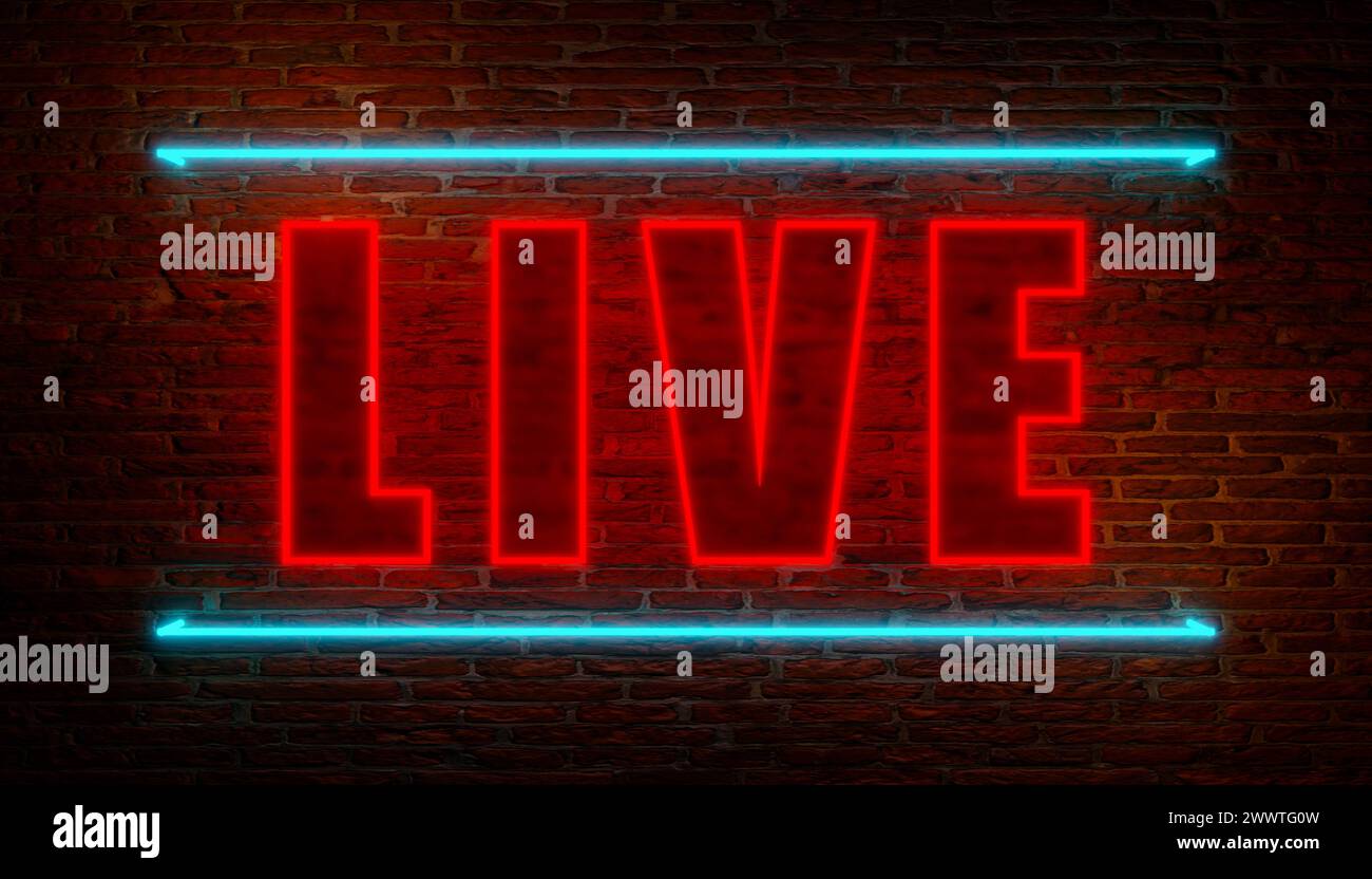 Live, entertainment and show business. neon wall033 live Stock Photo