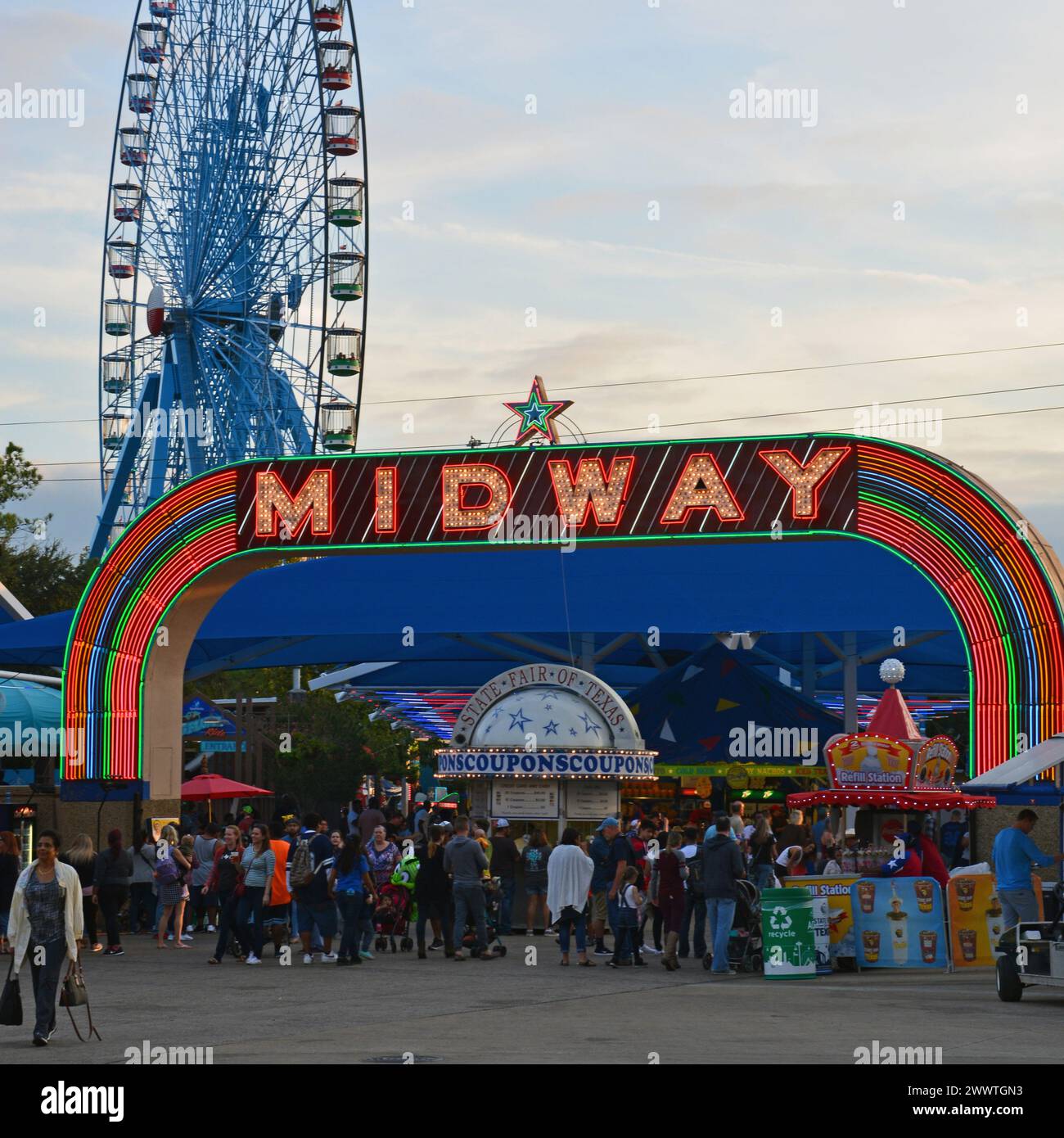 Dallas, TX, USA, 13th of October, 2016, Crowds  enjoy the Midway during the Texas State Fair. Credit D Guest Smith Stock Photo