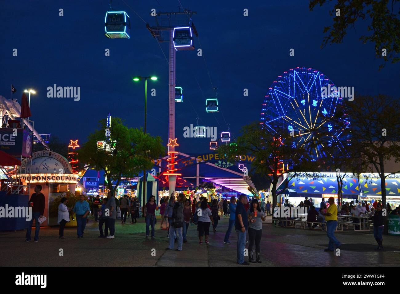 Dallas, TX, USA, 13th of October, 2016, Crowds  enjoy the Midway during the Texas State Fair. Credit D Guest Smith Stock Photo