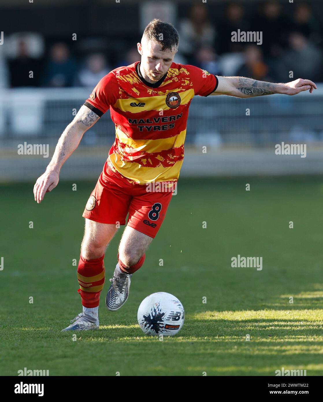 Louis McGrory of Gloucester City in action during the Vanarama National League North match between Spennymoor Town and Gloucester City at the Brewery Field, Spennymoor on Saturday 23rd March 2024. (Photo: Mark Fletcher | MI News) Credit: MI News & Sport /Alamy Live News Stock Photo