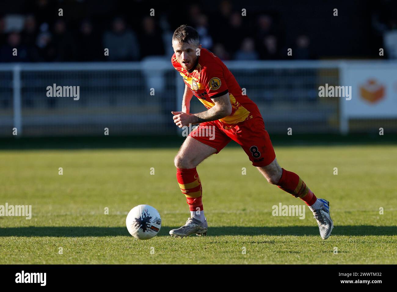 Louis McGrory of Gloucester City in action during the Vanarama National League North match between Spennymoor Town and Gloucester City at the Brewery Field, Spennymoor on Saturday 23rd March 2024. (Photo: Mark Fletcher | MI News) Credit: MI News & Sport /Alamy Live News Stock Photo