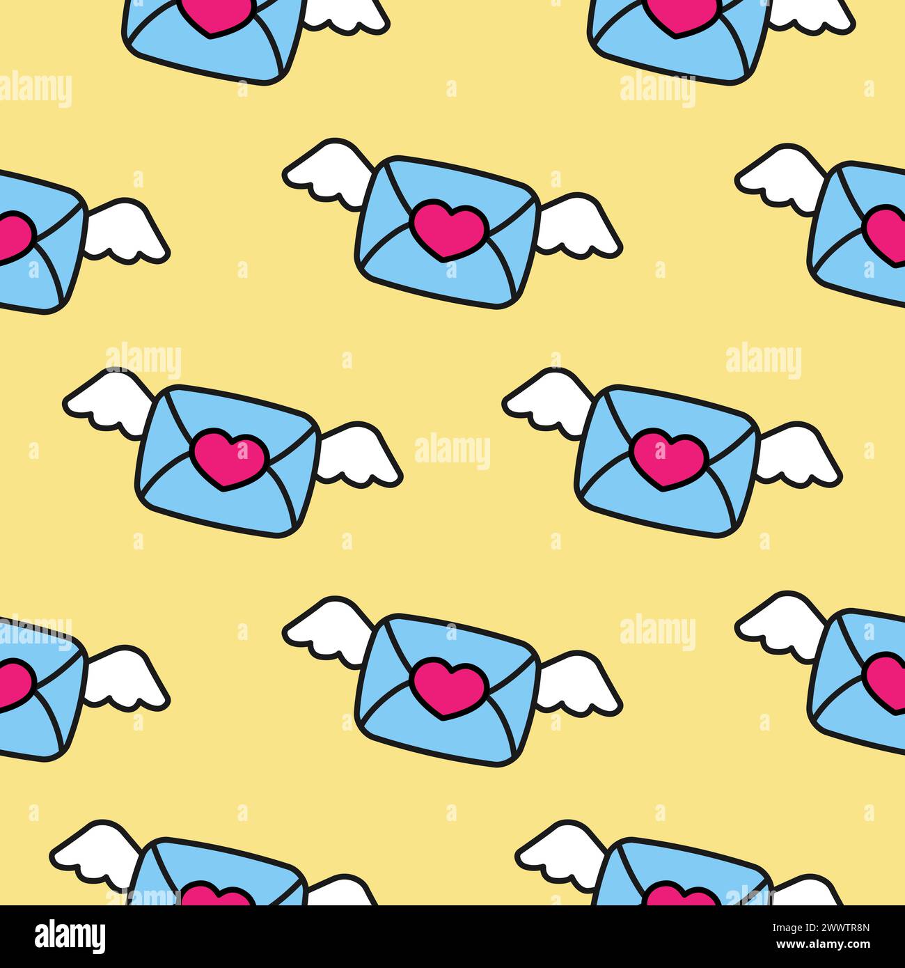 Seamless pattern Flying envelope. Love message. Vector illustration ...