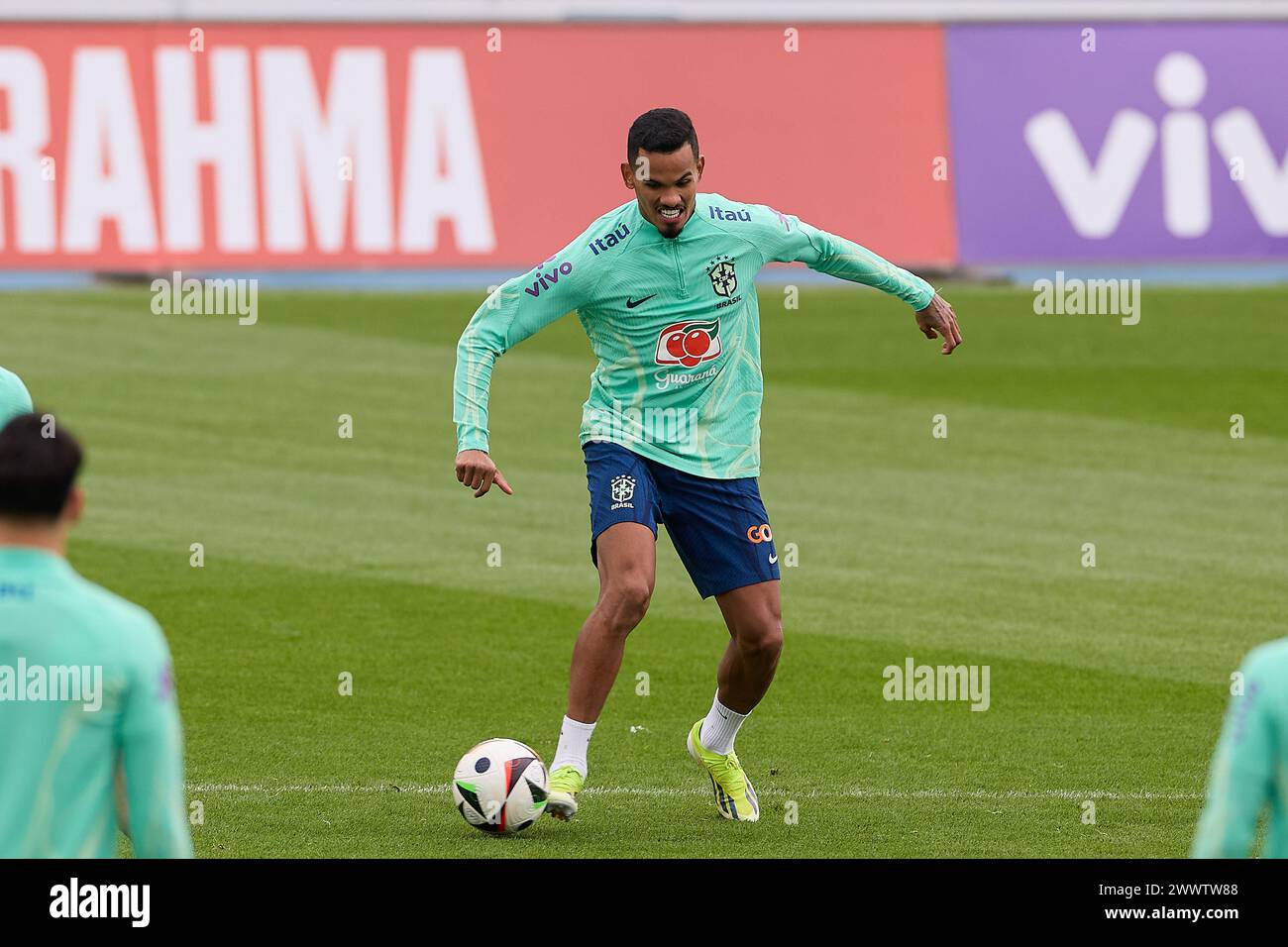 Madrid, Spain. 25th Mar, 2024. Wenderson Rodrigues do Nascimento Galeno, known as Wenderson Galeno seen in action during the Brazilian National Football Team training on the eve of the international friendly match between Spain and Brazil at Alfredo Di Stefano Stadium. Credit: SOPA Images Limited/Alamy Live News Stock Photo