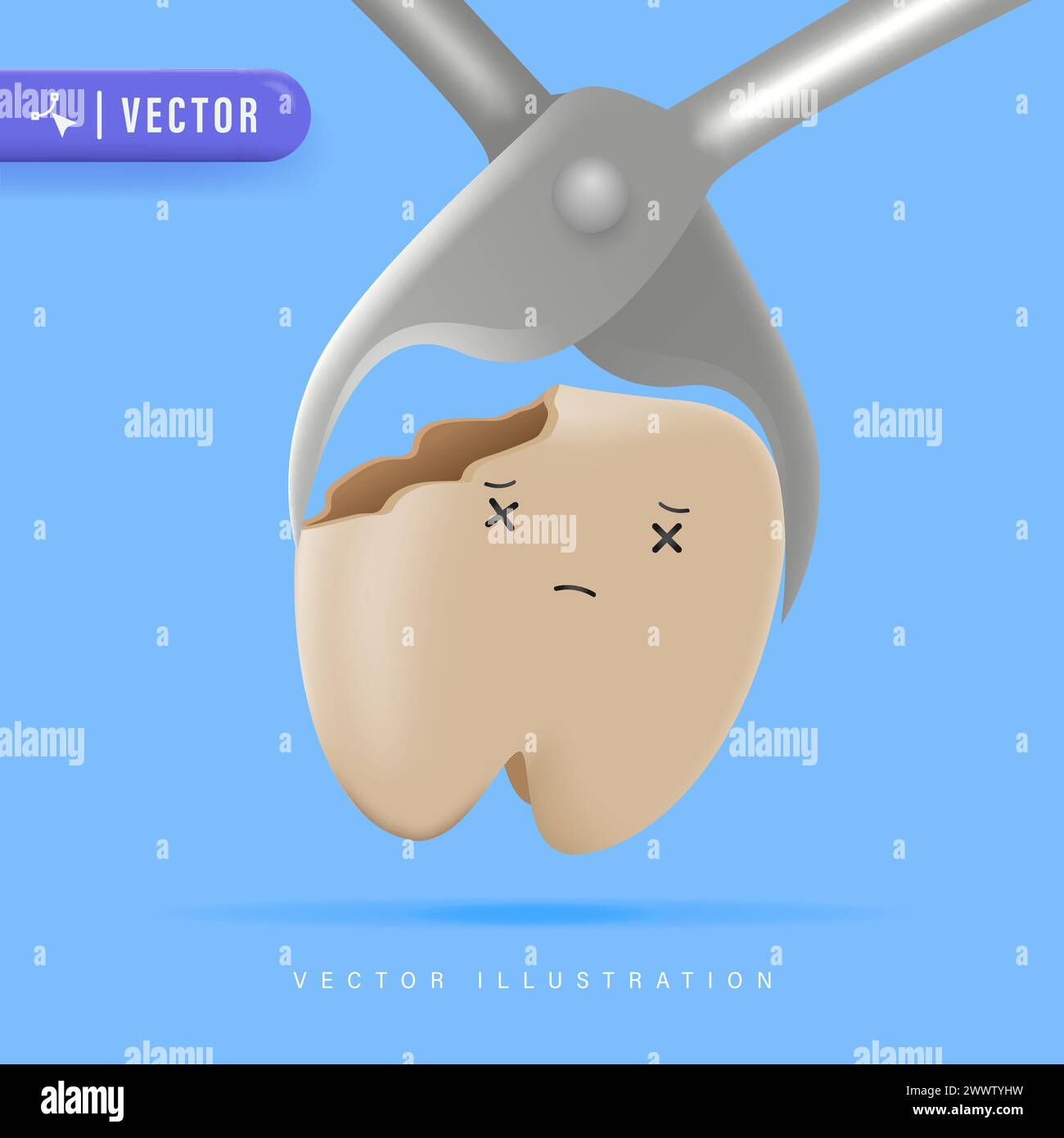 3D Realistic Tooth Extraction Vector - 3d Realistic Tooth Extraction Vector Illustration Teeth Treatment And Dental Care Concept 2WWTYHW