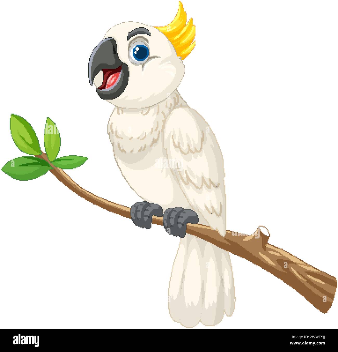 Vector illustration of a happy cockatoo on a branch Stock Vector Image ...