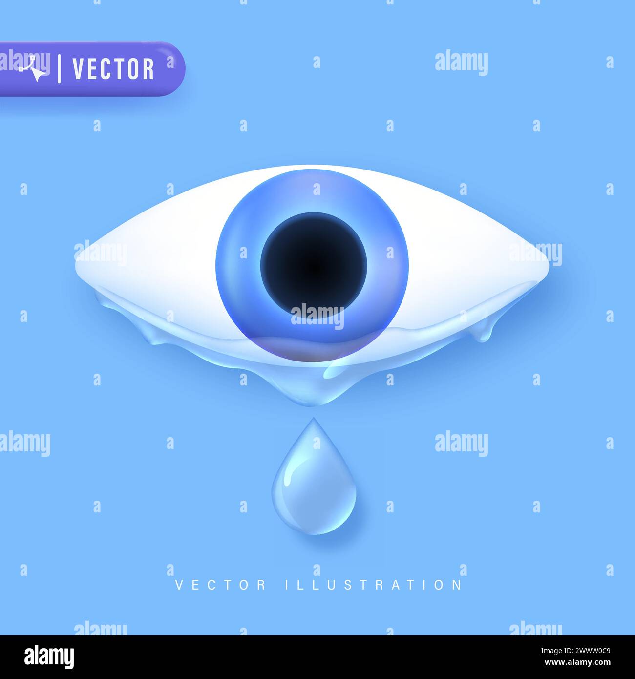 Eye Water drop 3D Icon Vector Illustration. Eye Drop Concept Stock