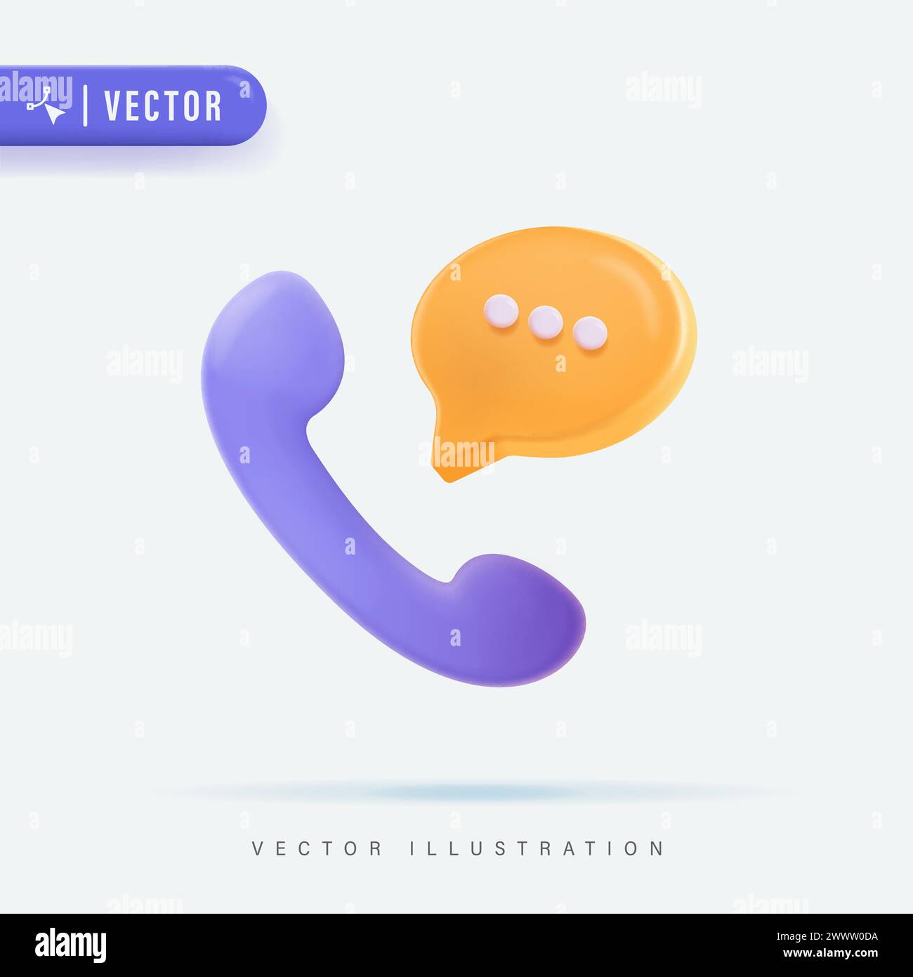3D Realistic Phone Handset Ringing. 3D Vector Icon. Cartoon Minimal Style. Support, Customer Service, Help, Communication Concept. Telephone Call Icon Stock Vector