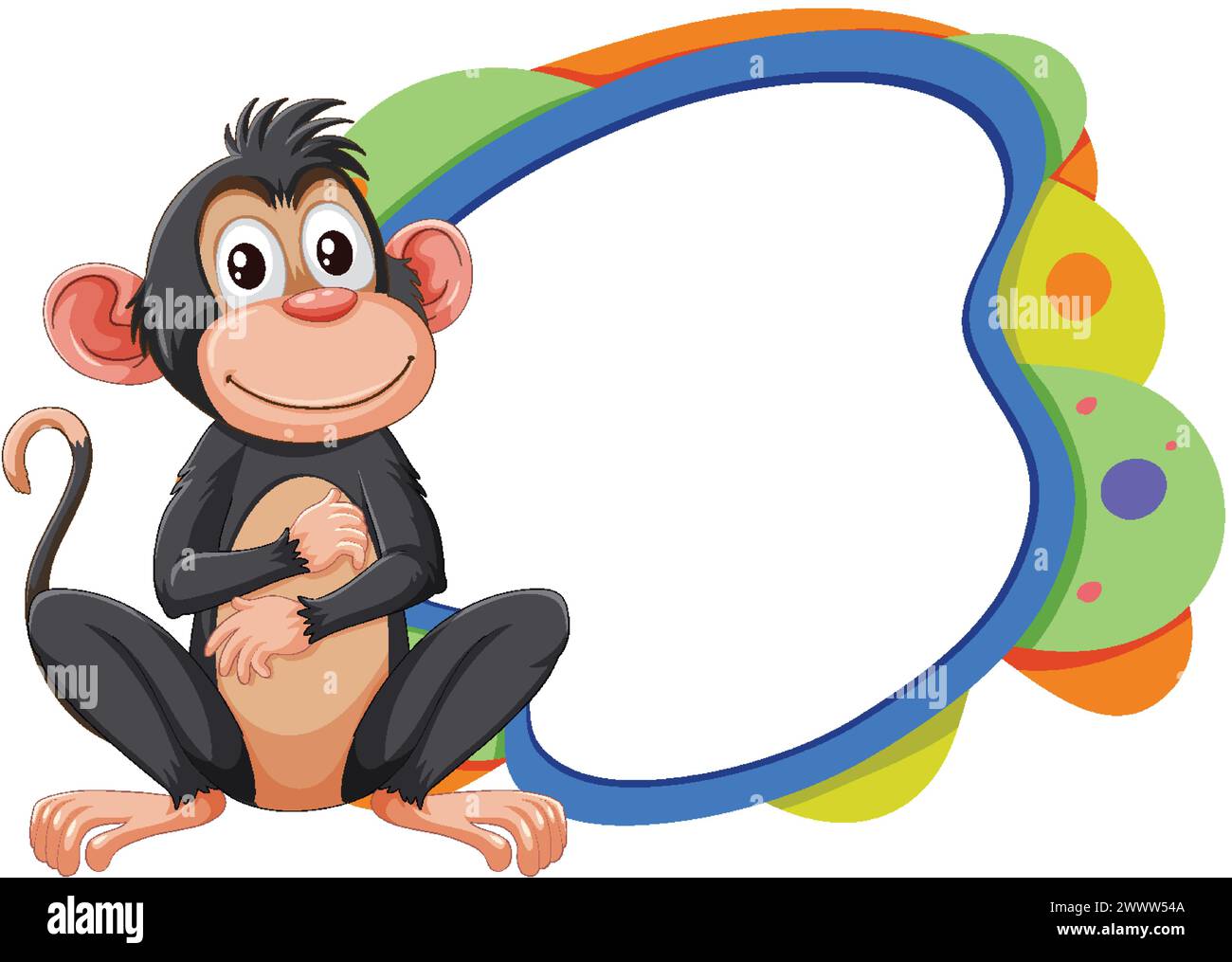 Vector illustration of a playful monkey and abstract frame Stock Vector ...