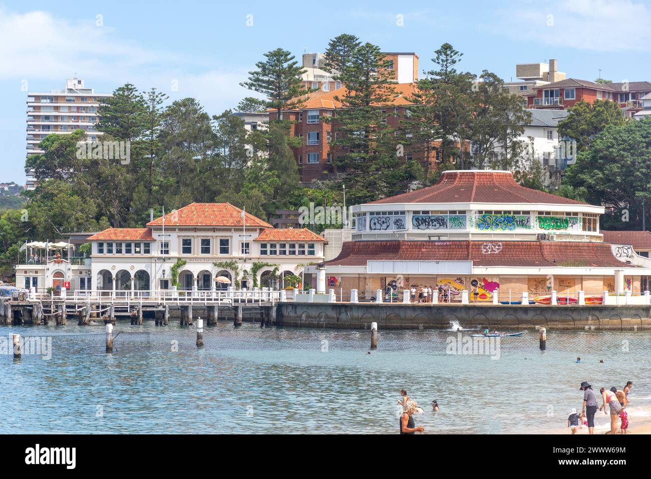 Pavilion cabbage tree beach coast coastal beaches promenade manl hires stock photography and