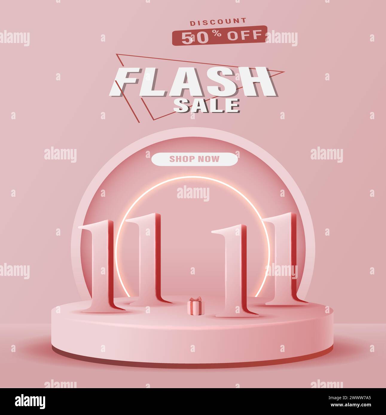 Flash Sale Shopping Banner with Gift Box Vector Illustration. Sale and ...