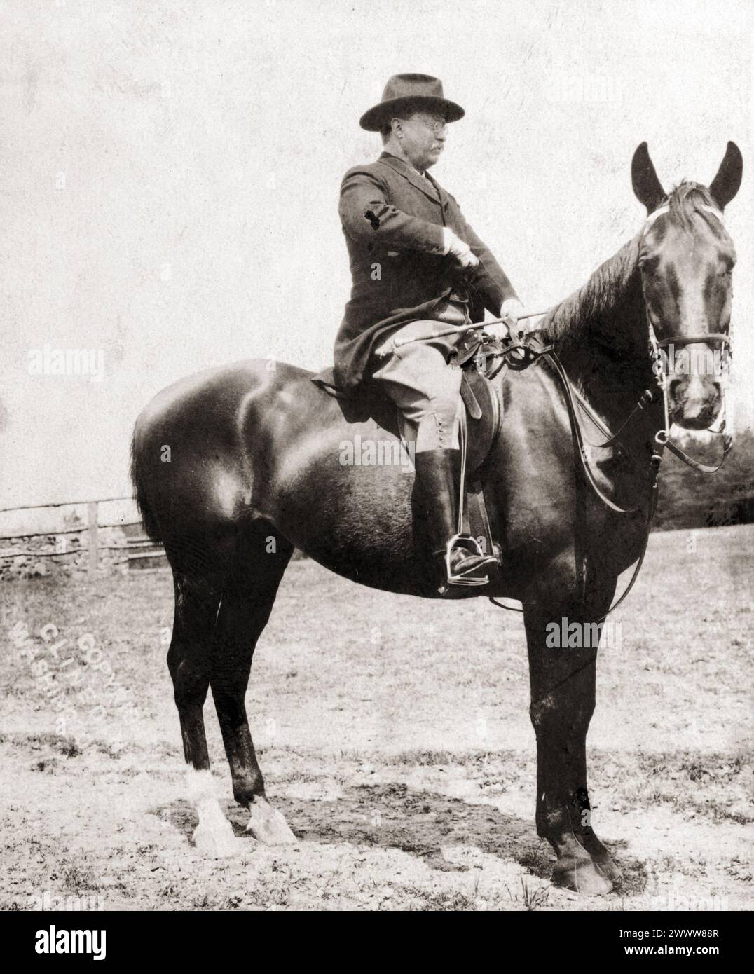 Theodore Roosevelt on horseback, 1910 Stock Photo