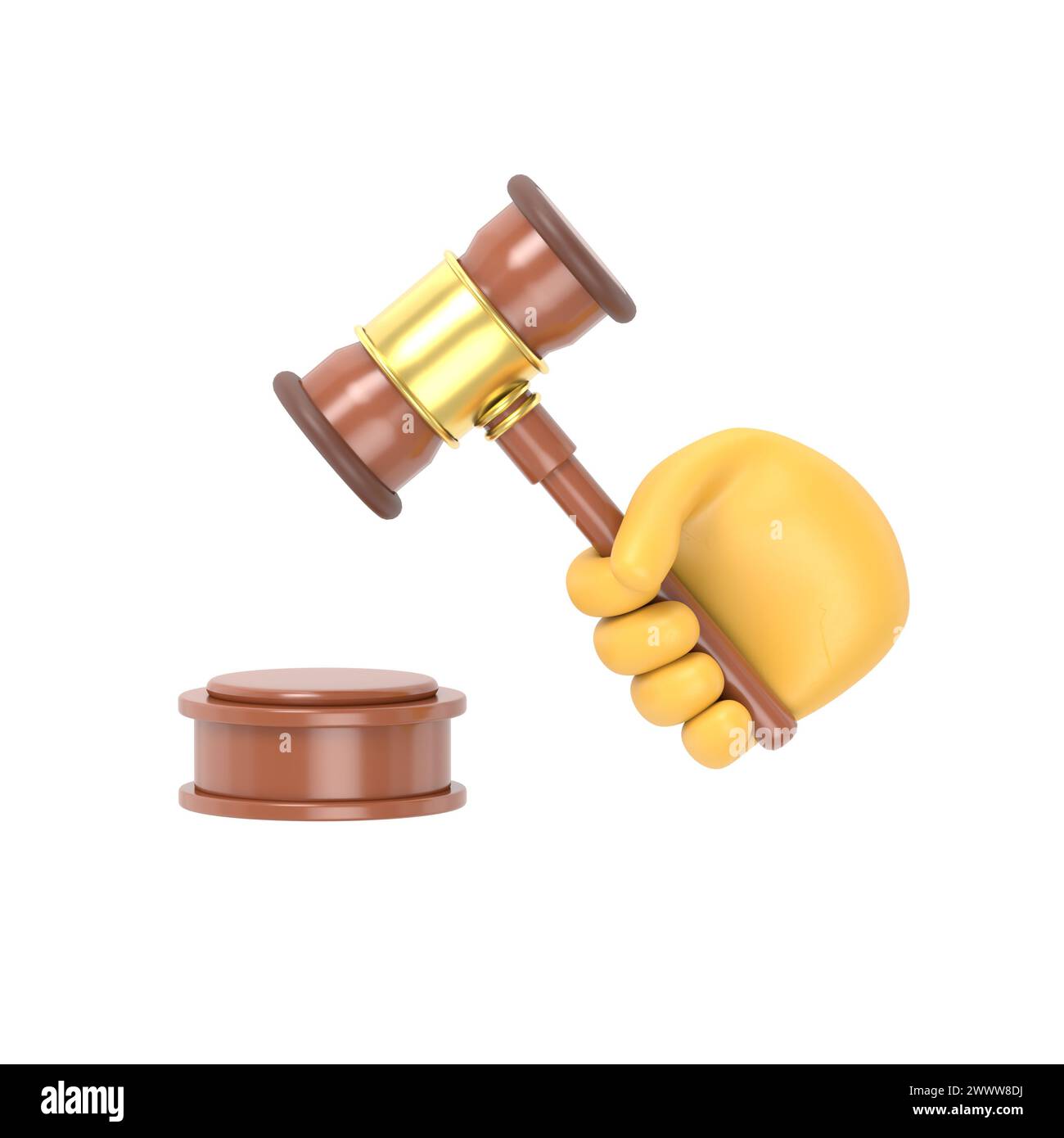 Cartoon Gesture Icon Mockup.Justice. Hand holding judges gavel. 3D ...