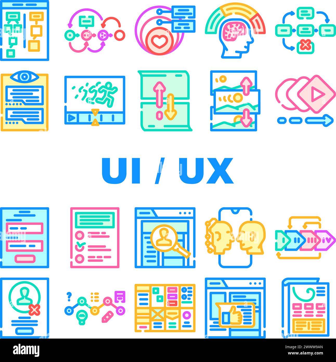 ui ux web interface mobile icons set vector Stock Vector Image & Art ...