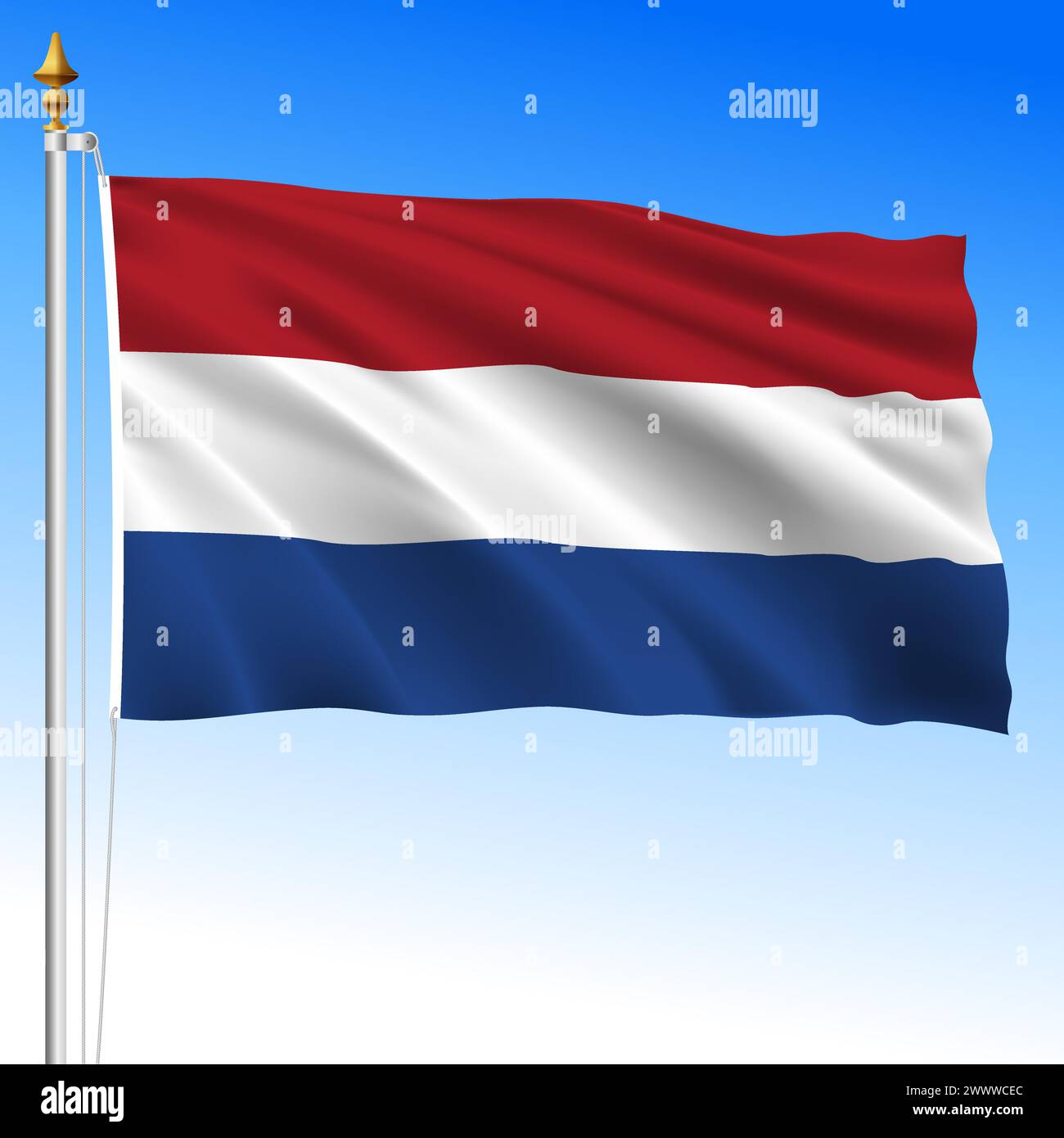 Netherlands official national waving flag, European Union, vector illustration Stock Vector