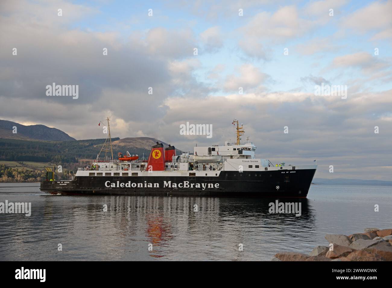 CALMAC ferry MV ISLE OF ARRAN approaching BRODICK, ISLE OF ARRAN ...