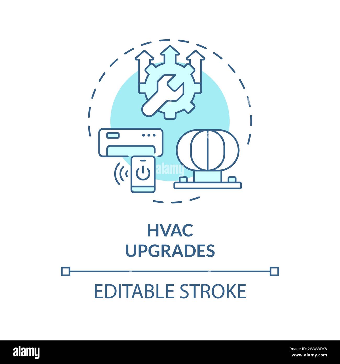 HVAC upgrades soft blue concept icon Stock Vector