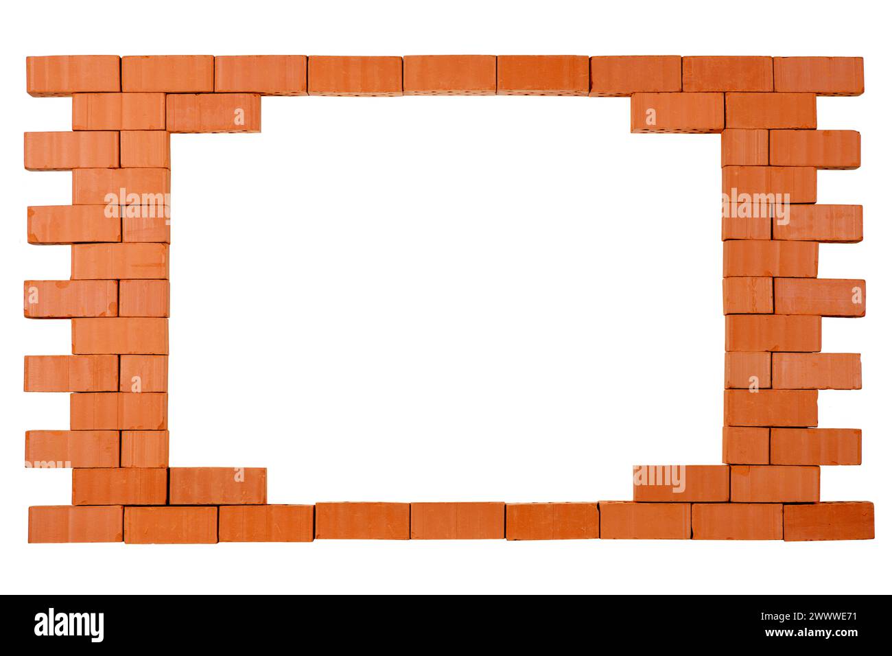 Frame made of staggered model bricks isolated on white background Stock ...