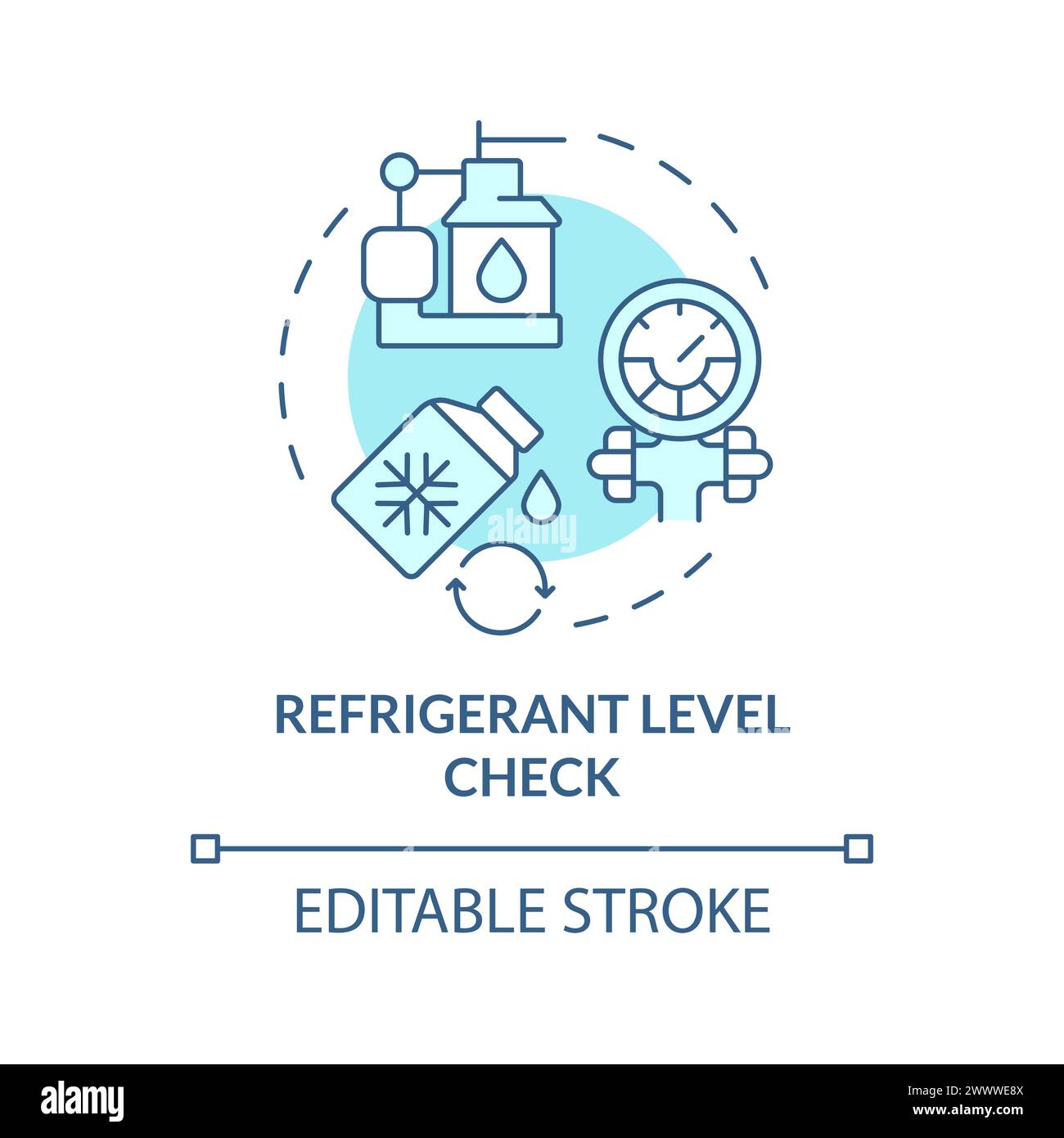 Refrigerant level check soft blue concept icon Stock Vector