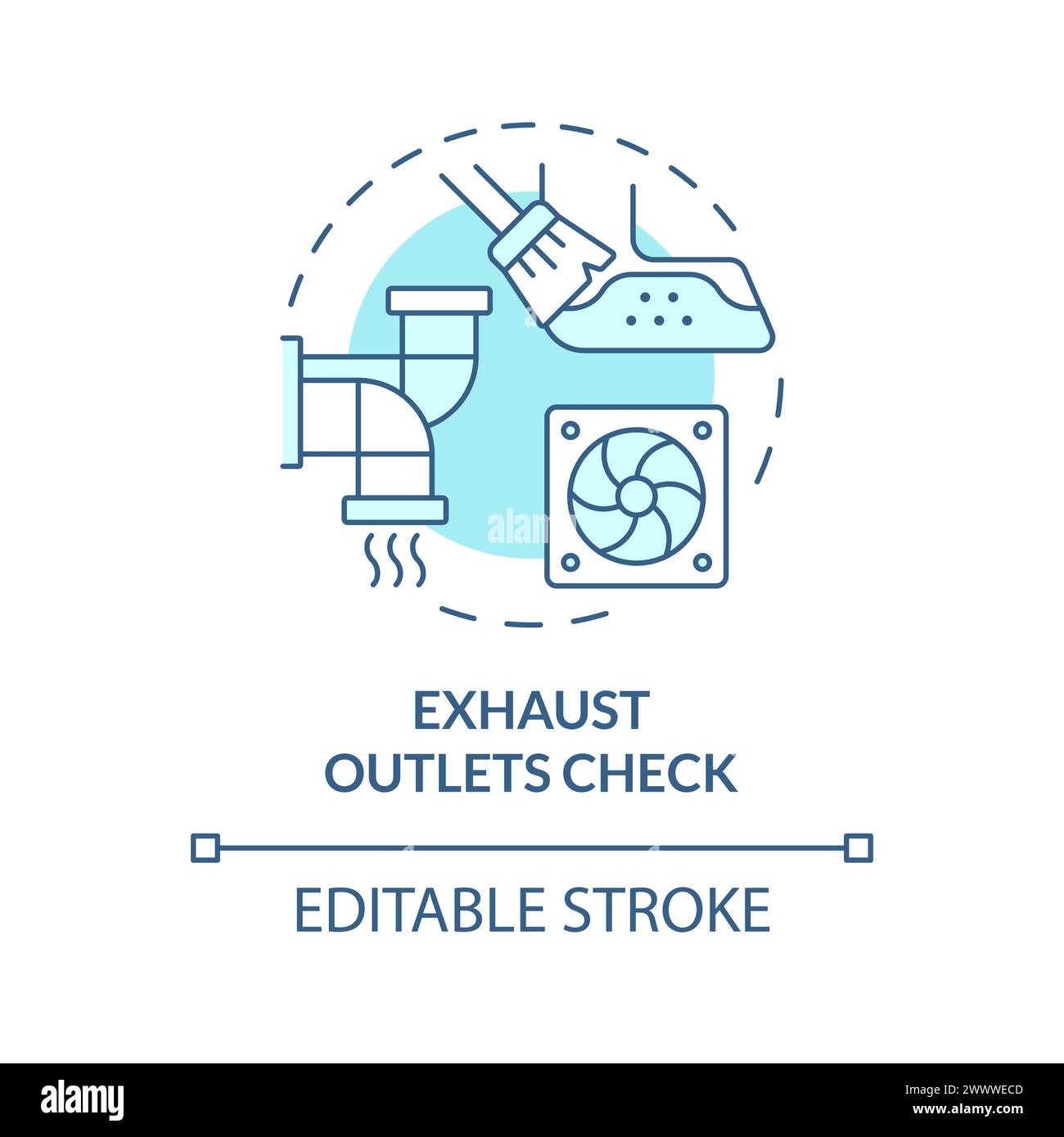 Exhaust outlets check soft blue concept icon Stock Vector