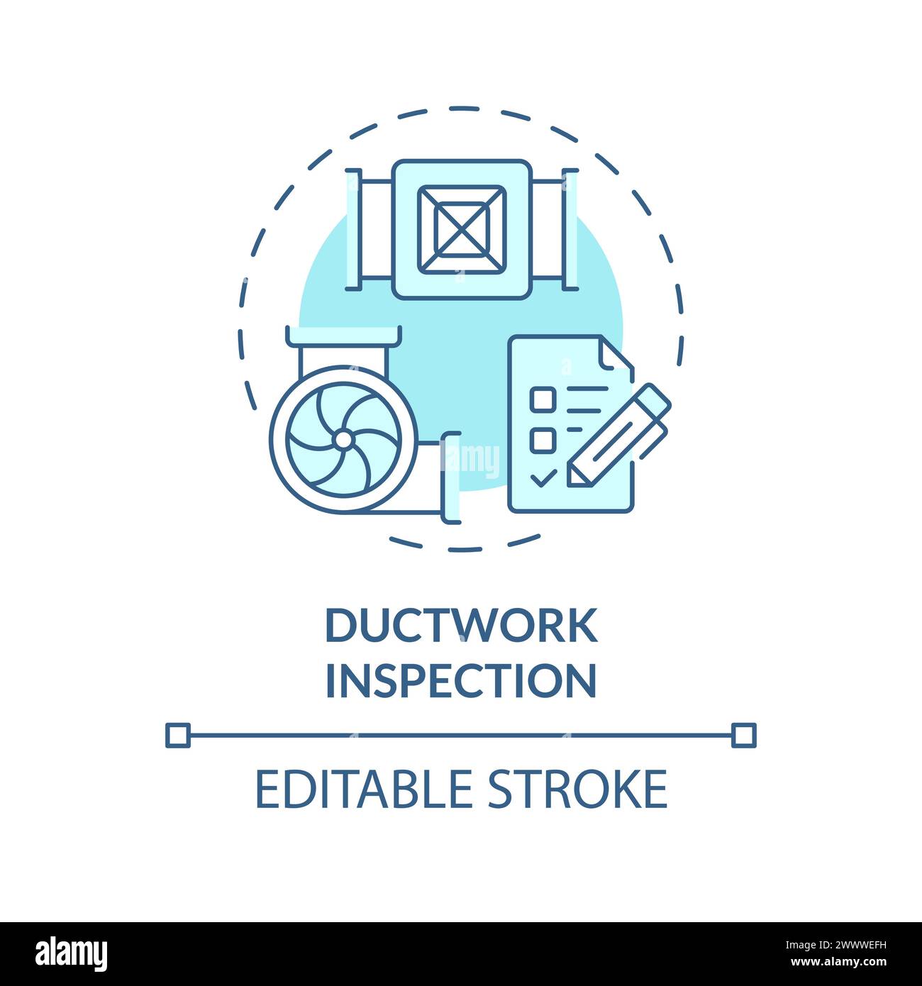 Ductwork inspection soft blue concept icon Stock Vector