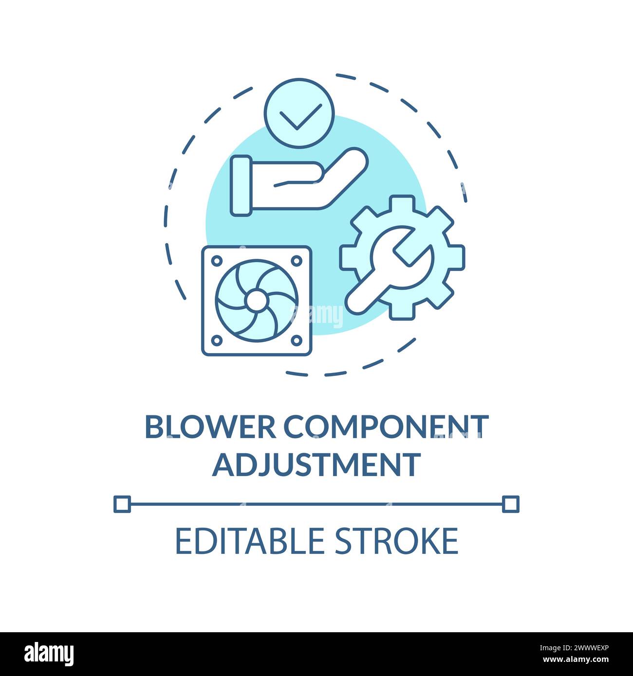 Blower component adjustment soft blue concept icon Stock Vector