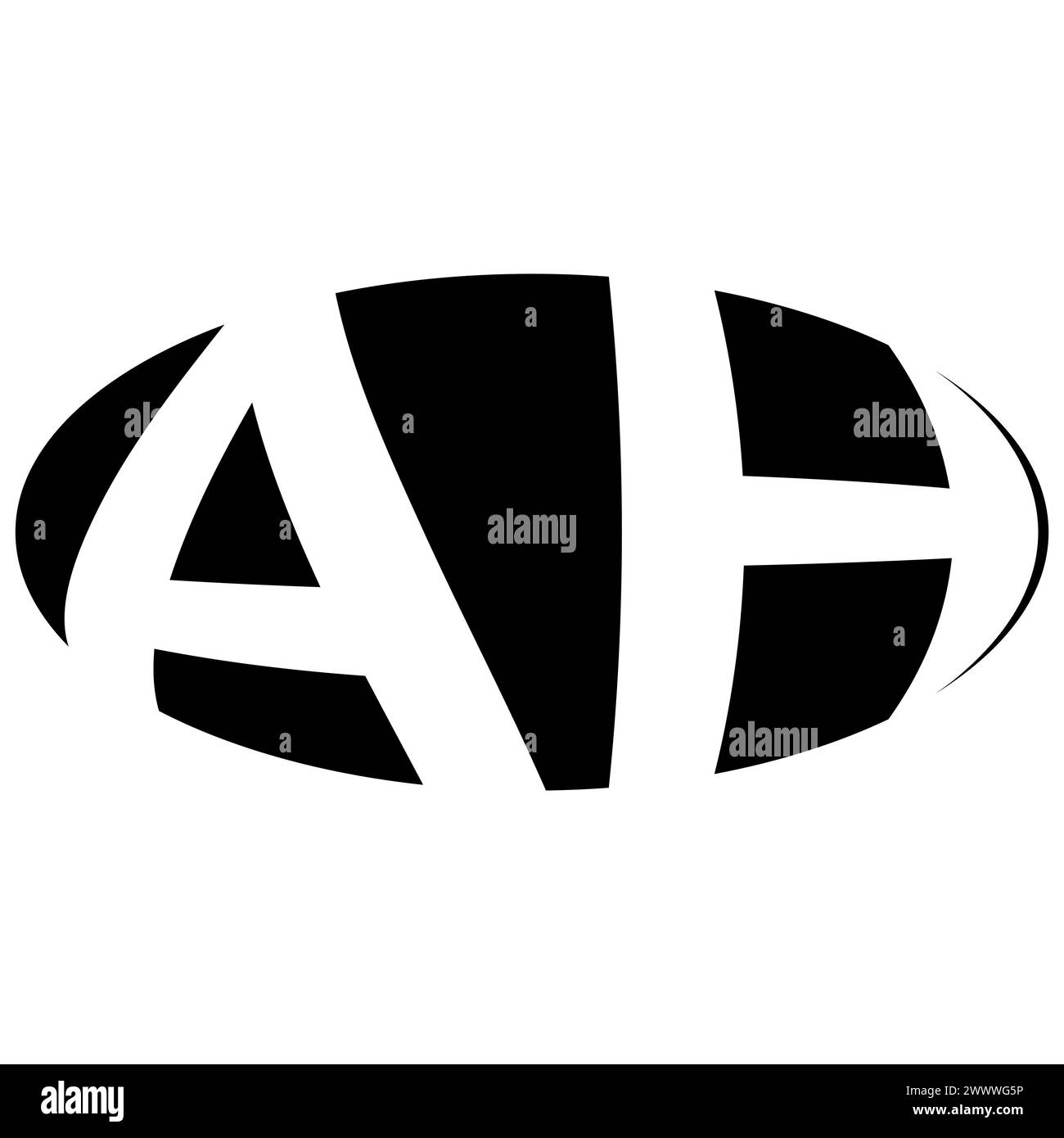 Oval logo double letter A H two letters ah ha Stock Vector