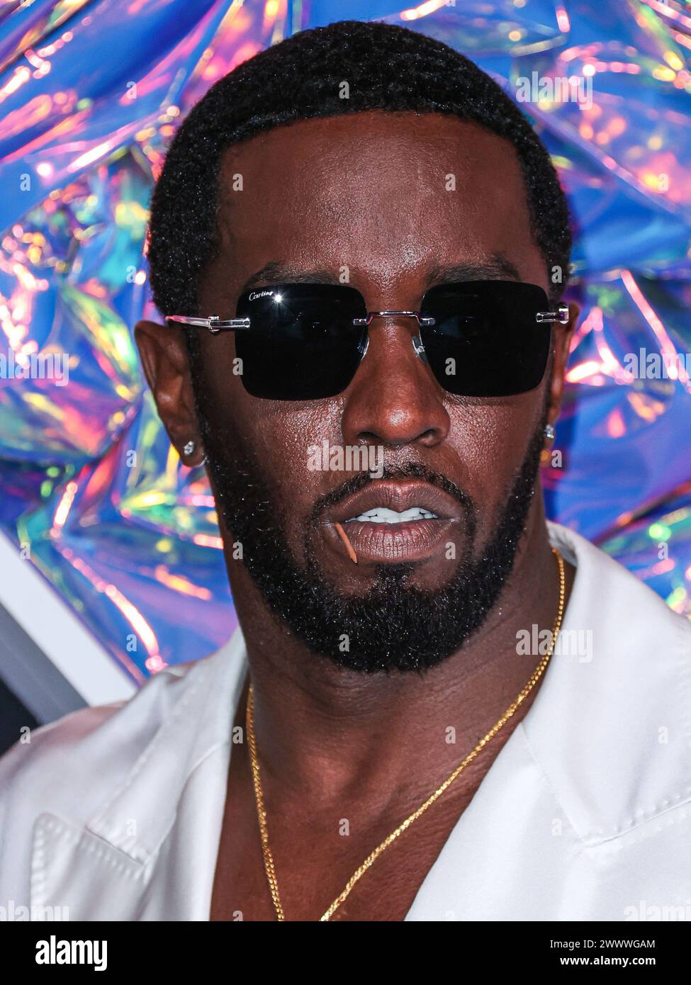 (FILE) Diddy's Los Angeles and Miami Homes Raided by Federal Law Enforcement on Monday, March 25, 2024. NEWARK, NEW JERSEY, USA - SEPTEMBER 12: American rapper, record producer and record executive Diddy (Sean Love Combs, also known by his stage names Puff Daddy or P. Diddy) arrives at the 2023 MTV Video Music Awards held at the Prudential Center on September 12, 2023 in Newark, New Jersey, United States. (Photo by Xavier Collin/Image Press Agency) Stock Photo