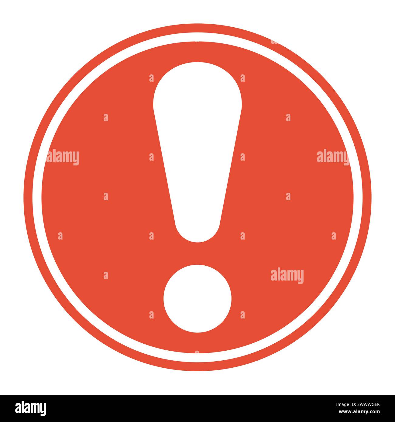 Warning sign, red circle exclamation point, warning to draw attention