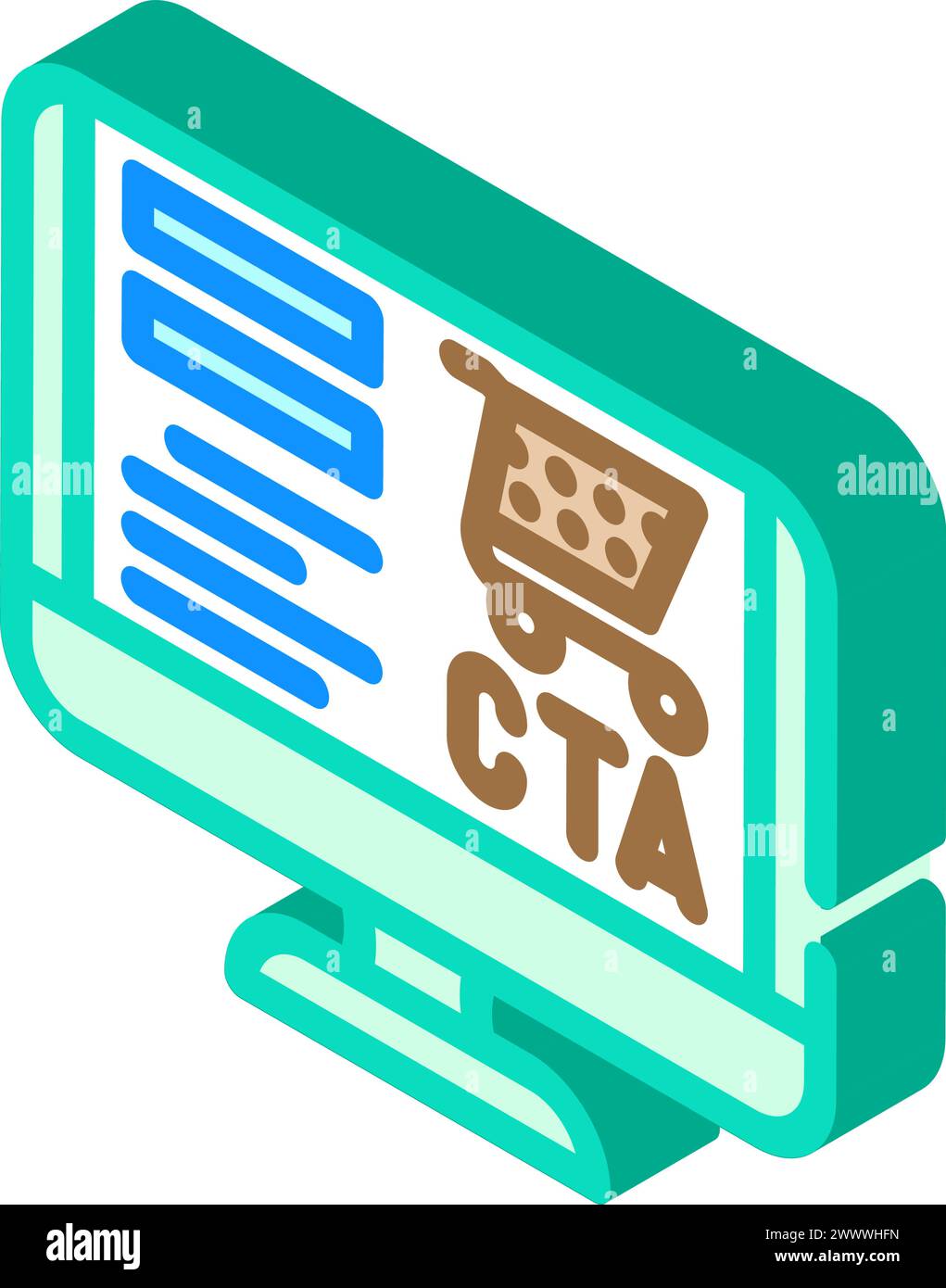 call to action cta ux ui isometric icon vector illustration Stock ...
