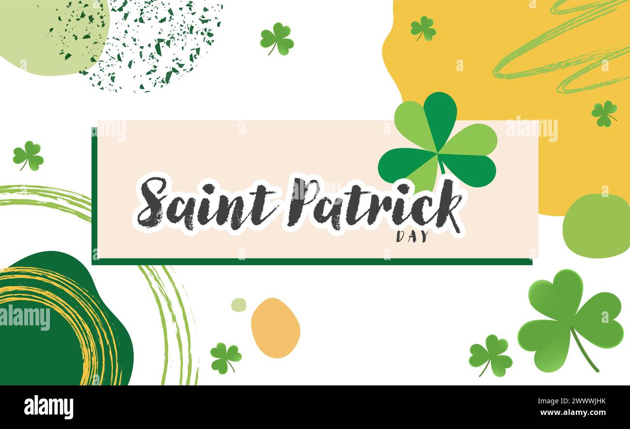 Happy Saint Patrick's Day Graphic Template with Clover Leaf Vector Illustration Stock Vector