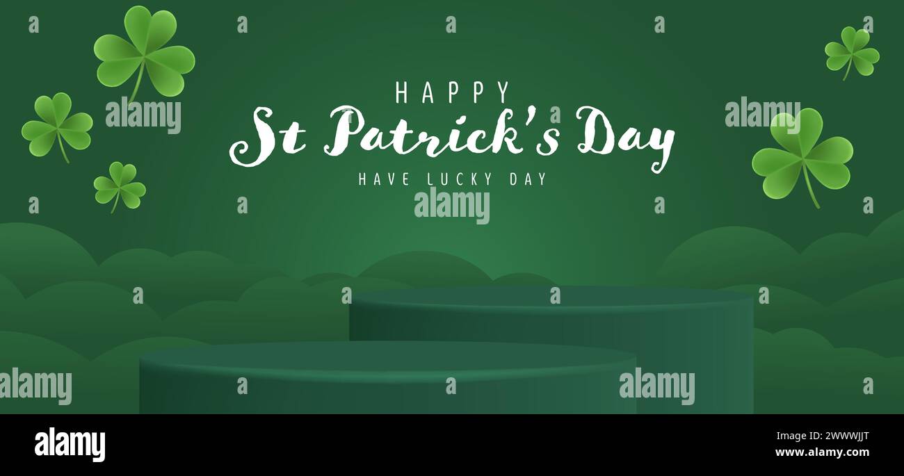 Happy Saint Patrick's Day Graphic Template with Clover Leaf Vector Illustration Stock Vector