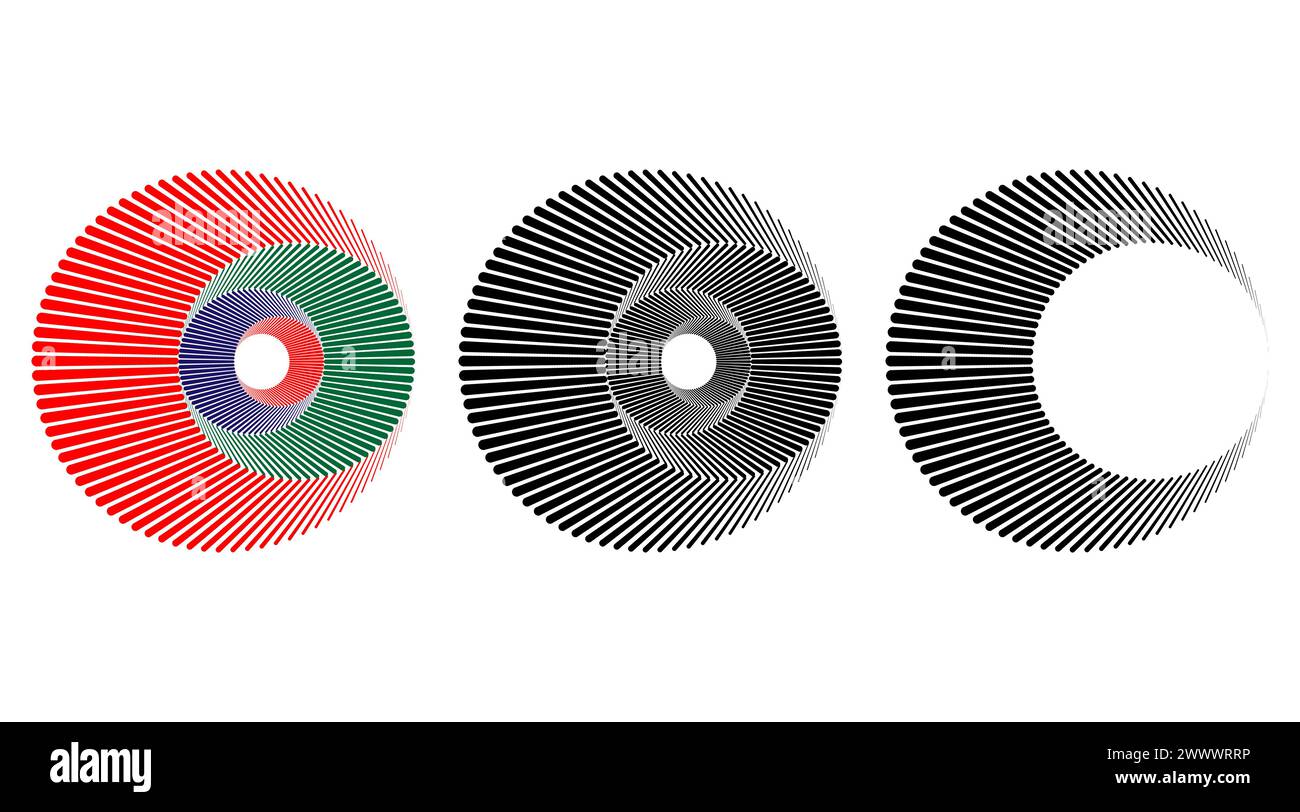 Radial speed line perspective radius stroke vector. Rotating circle like. Stock Vector