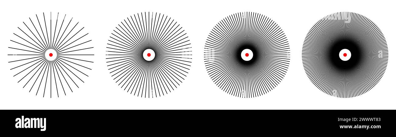 Radial circle lines circular radiating lines vector illustration. Stock Vector