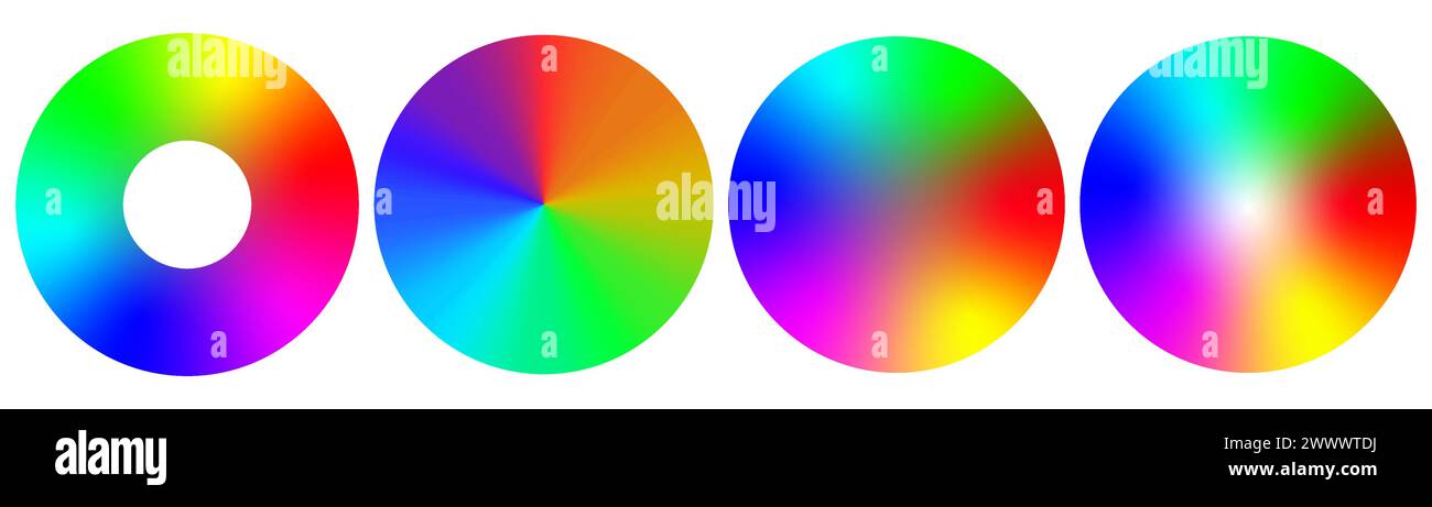 Color wheel chart, bright color wheel guide vector. Stock Vector