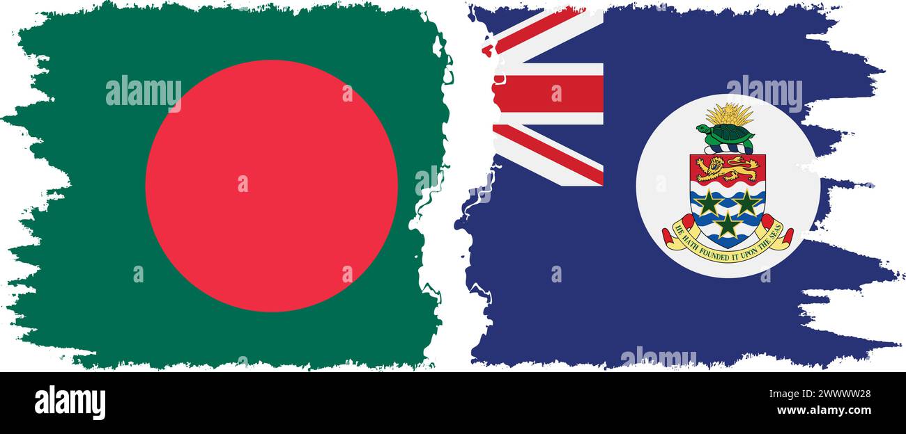 Cayman Islands and Bangladesh grunge flags connection, vector Stock ...