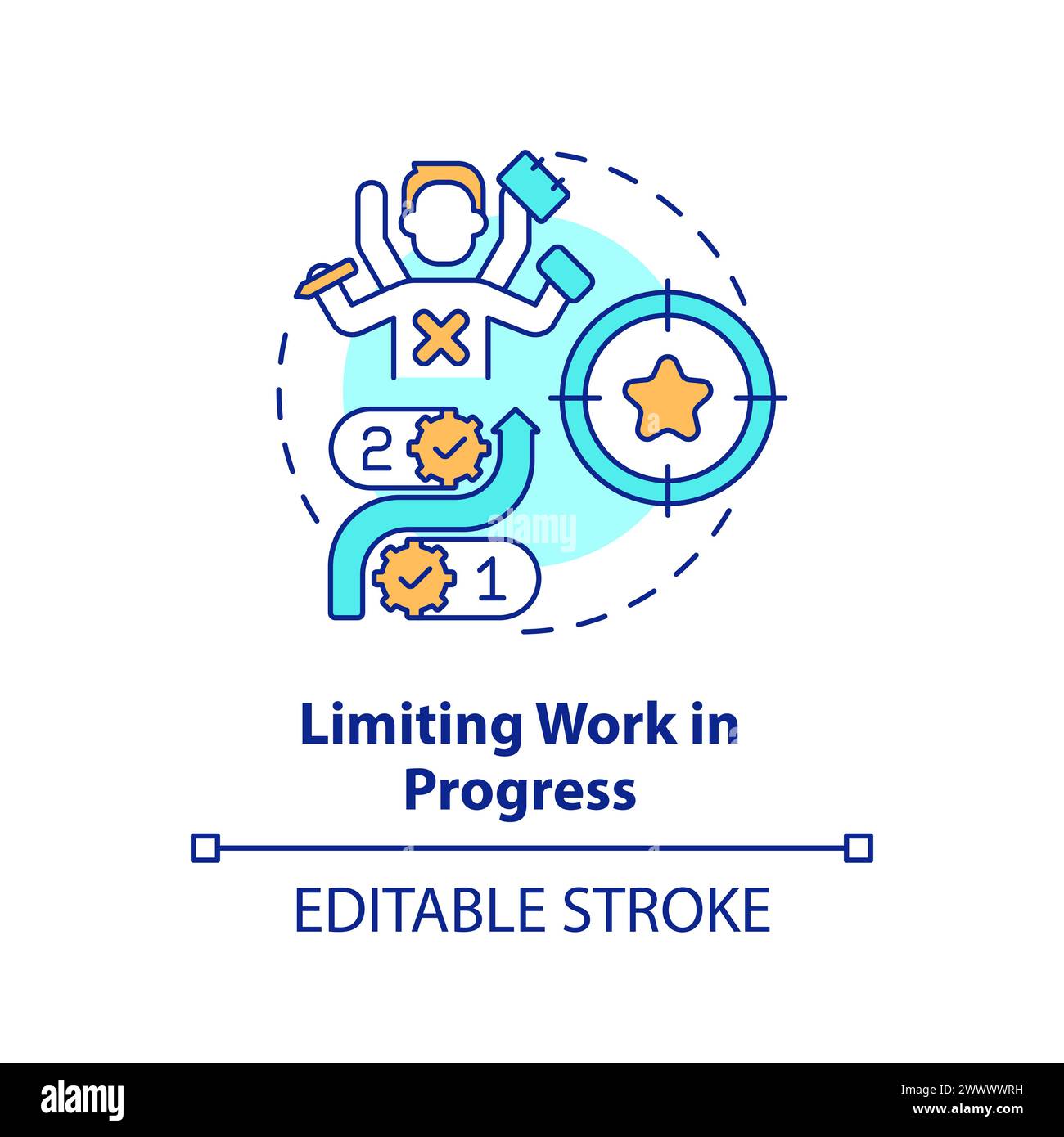 Limiting work in progress multi color concept icon Stock Vector