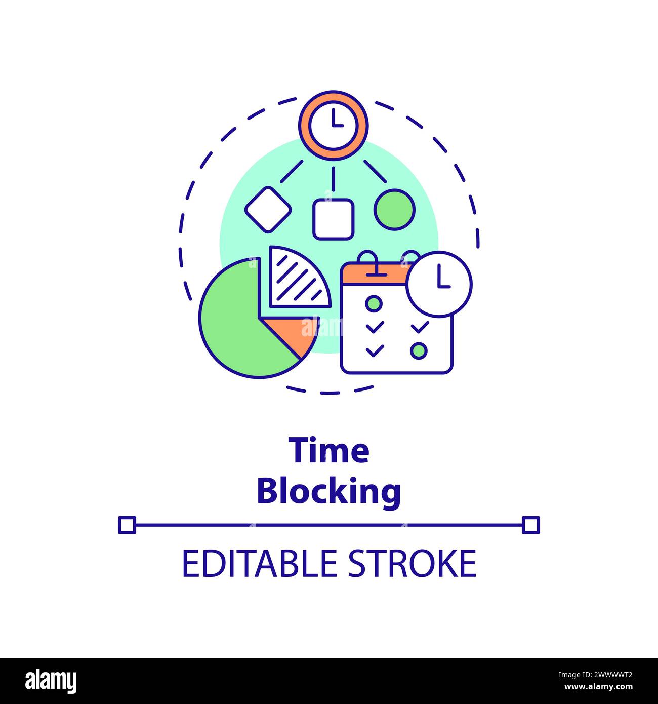 Time blocking multi color concept icon Stock Vector