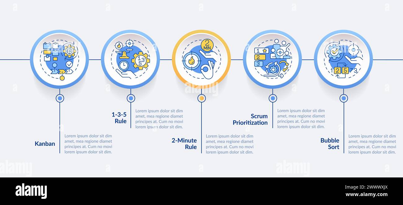 Prioritization tools circle infographic template Stock Vector