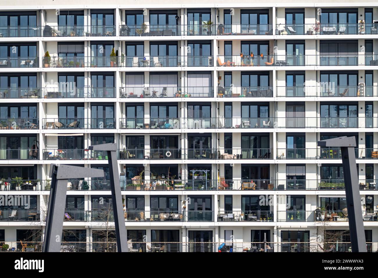 Facade at Bakenhafen, residential building, Hafencity Hamburg, new district on the Elbe, on the site of the former free port, residential units for 14 Stock Photo