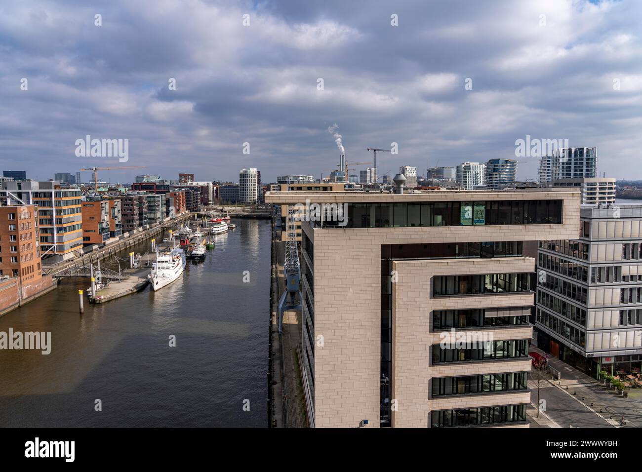 Sandtorhafen, traditional ship harbor, Hafencity Hamburg, new district on the Elbe, on the site of the former free port, residential units for 14,000 Stock Photo