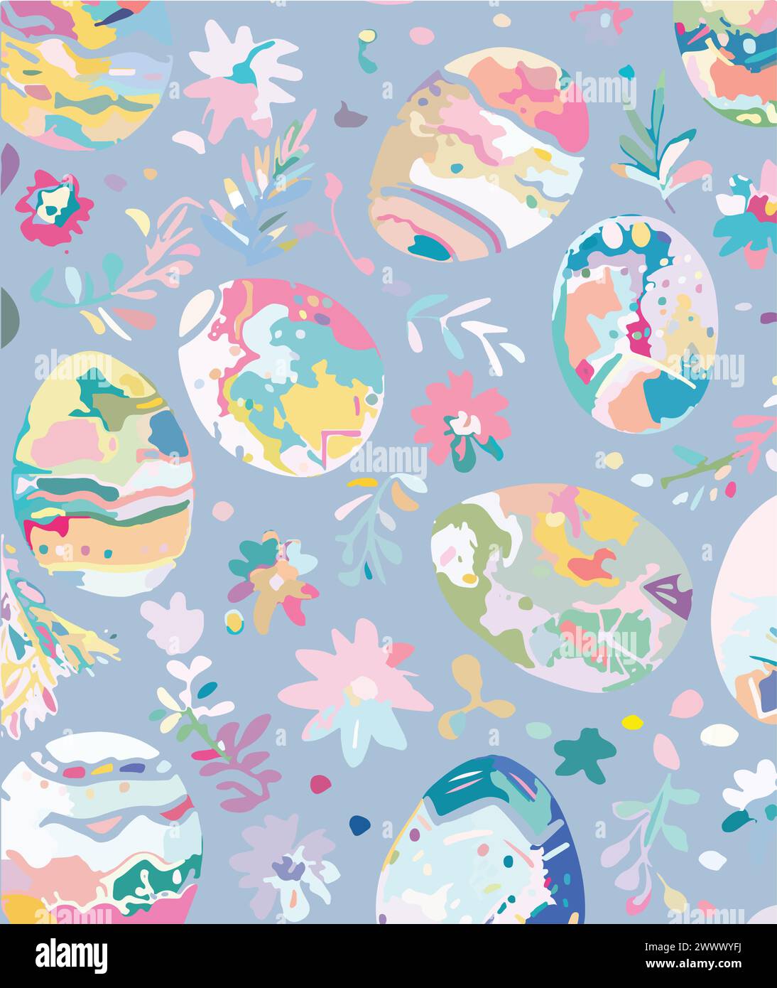 Easter seamless vector pattern background. watercolor effect Stock Vector