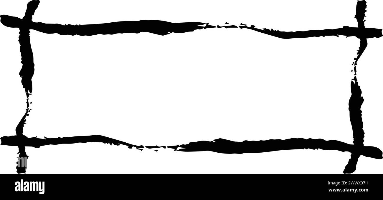 Frame rectangle elongated texture element, outline border grunge shape ...