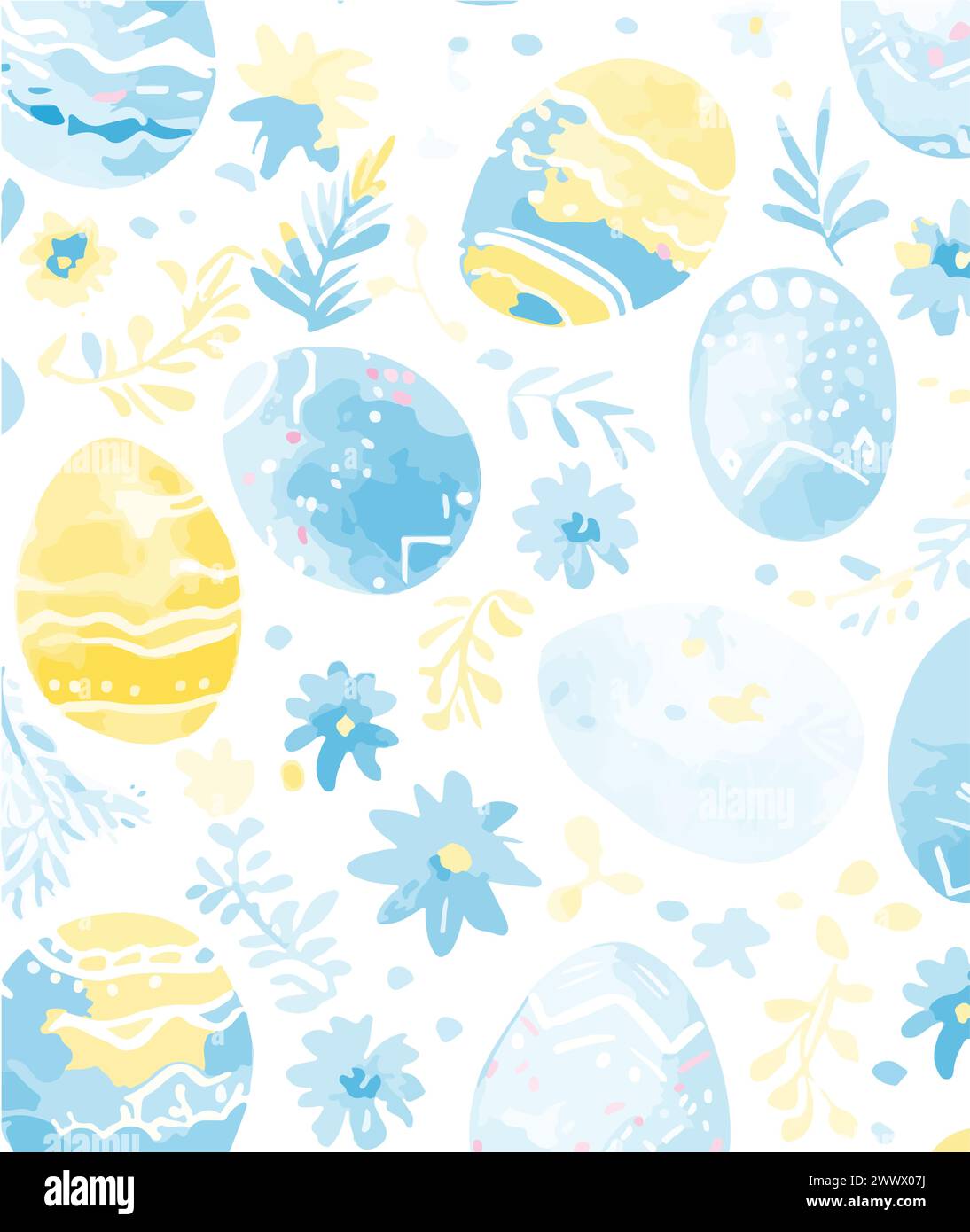 Easter seamless vector pattern background. watercolor effect Stock Vector