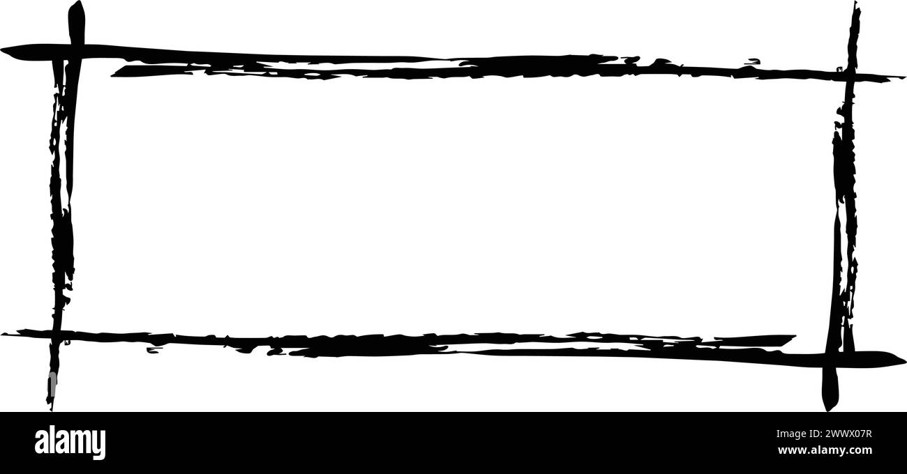 Frame rectangle elongated texture element, outline border grunge shape ...