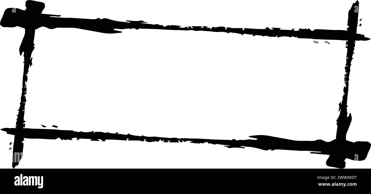 Frame rectangle elongated texture element, outline border grunge shape ...