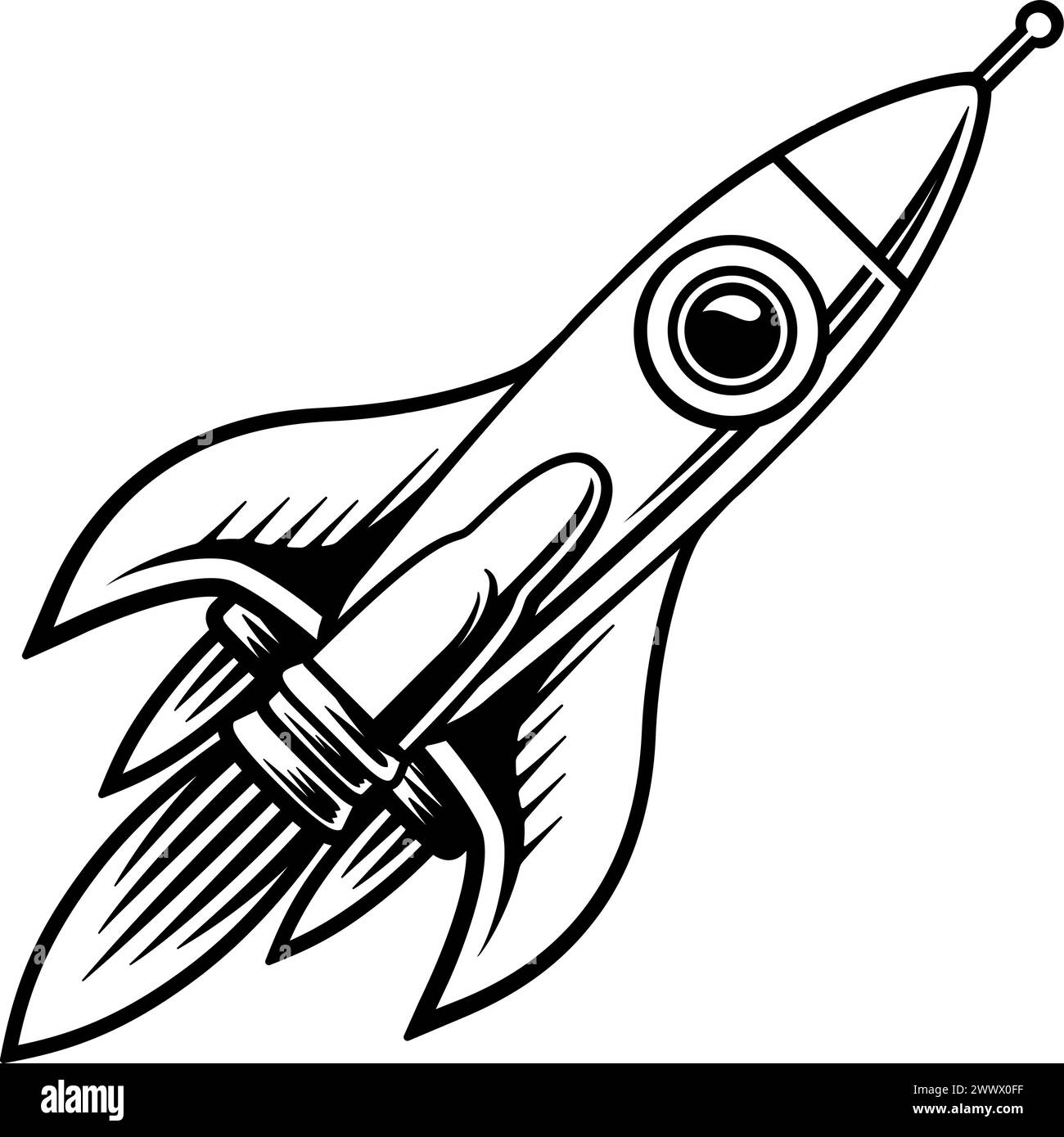 Rocket Space Ship Cartoon Spaceship Rocketship Stock Vector